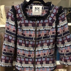 Milly Red and Blue Textured Jacket